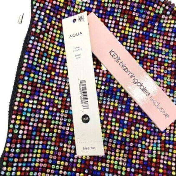 Aqua Crystal Mesh Beaded Mini Shoulder Bag Clutch Purse in Rainbow New - Picture 8 of 14